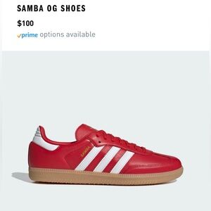 Adidas Samba Red and White Classic Sneakers NWOT or box